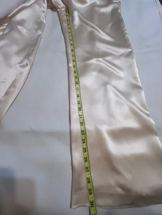 Lauren Ralph Lauren 100% Silk Ivory Satin Wide Leg Dress Pants Petite - Picture 13 of 15